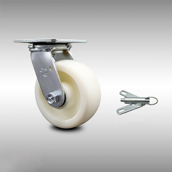 5 Inch Stainless Steel Nylon Swivel Caster with Roller Bearing and Swivel Lock